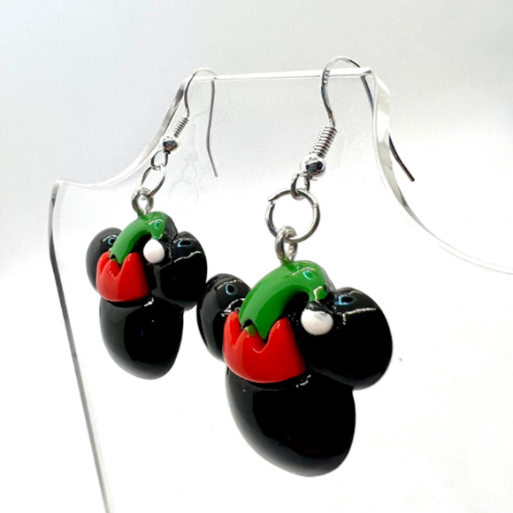 Santa Mickey Earrings - Mickey Mouse Earrings - Christmas Earrings - Holiday Ear - Picture 6 of 9
